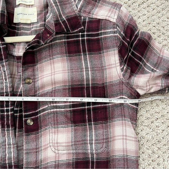American Eagle Ahh-Mazingly Soft Boyfriend Plaid Flannel Button Down Shirt - Picture 9 of 11